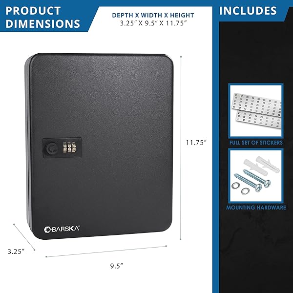BARSKA BARSKA 36 Position Key Safe with Combination Lock - Secure Medium Storage Solution - View 5 of 8