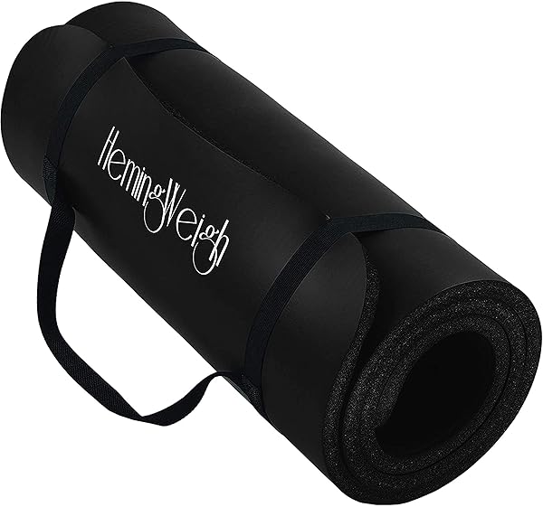 HemingWeigh "Buy HemingWeigh 1-Inch Extra Thick Non-Slip Yoga Mat - Black (70"L x 23"W) for Ultimate Comfort & Stability"