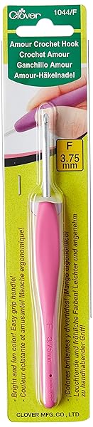 Clover Shop Clover 1044/F Pink Amour Crochet Hook - Size F (3.75mm) for Perfect Crochet Projects