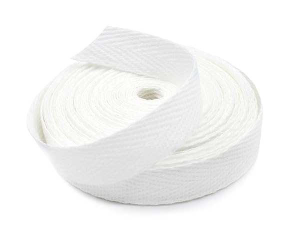 Zipperstop Schiff Cotton Twill Tape 3/4 Inch White 5 Yards Eco Friendly Ribbon 100 Percent Cotton Made in the USA - View 2 of 2