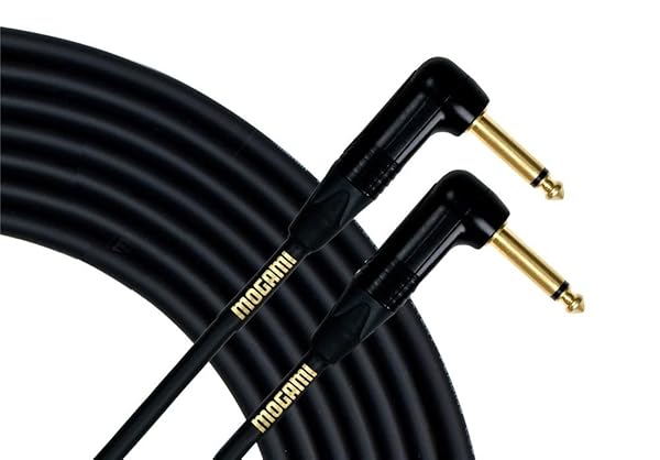 Mogami "Mogami Gold INSTRUMENT-18RR Guitar Cable: 18ft, 1/4" TS Male, Gold Contacts & Right Angle Connectors"