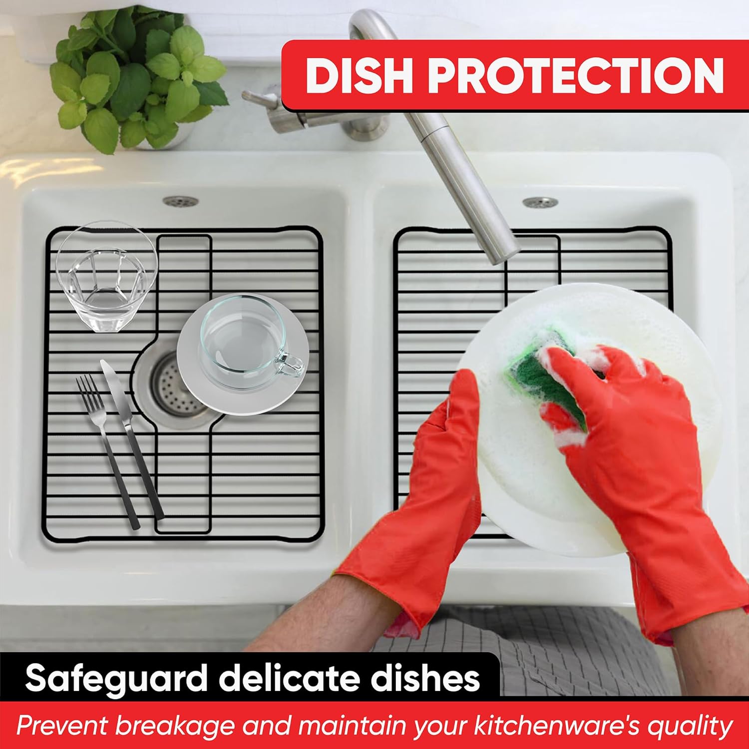 Better Houseware Better Houseware Sink Protector Rack Prevents Scratches Almond Sink Mat for Kitchen 12 x 10.25 x 1 Durable Bottom Protection - View 6 of 6