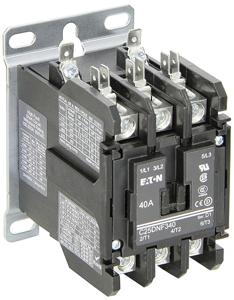 Eaton C25DNF340B Definite Purpose Contactor: 40A, 3 Poles, Quick Connect, 208-480V for Efficient Power Control