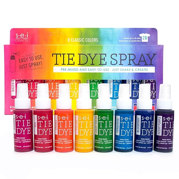 S·E·I Ultimate S.E.I. Classic Tie Dye Kit: 8 Color Fabric Dye Spray Set for Easy Application & Cleanup