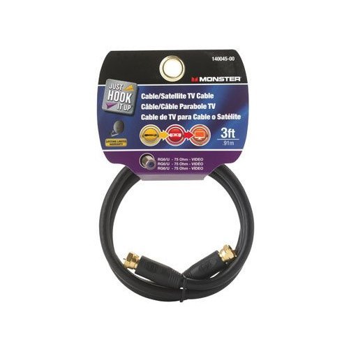 Vanco Monster Cable 3' Video Coaxial Cable - Digital 75 Ohm for Superior Signal Quality