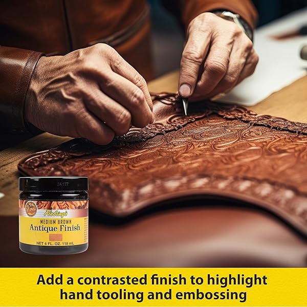 Fiebing's Fiebing's Antique Finish 4 oz Two-Toned Leathercraft Paste for Embossing Antiquing and Restoration Medium Brown - View 4 of 7