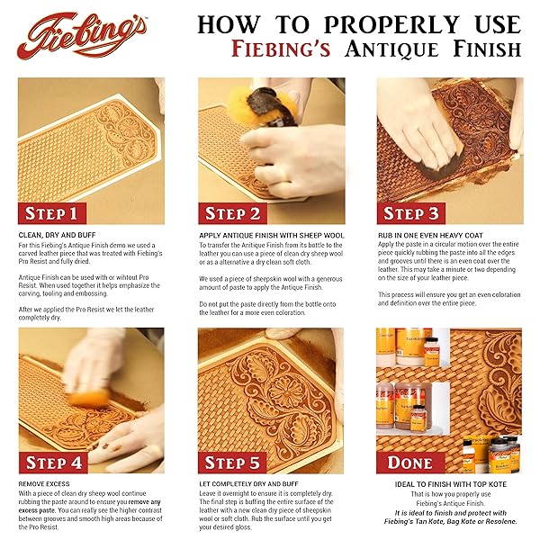 Fiebing's Fiebing's Antique Finish 4 oz Two-Toned Leathercraft Paste for Embossing Antiquing and Restoration Medium Brown - View 7 of 7