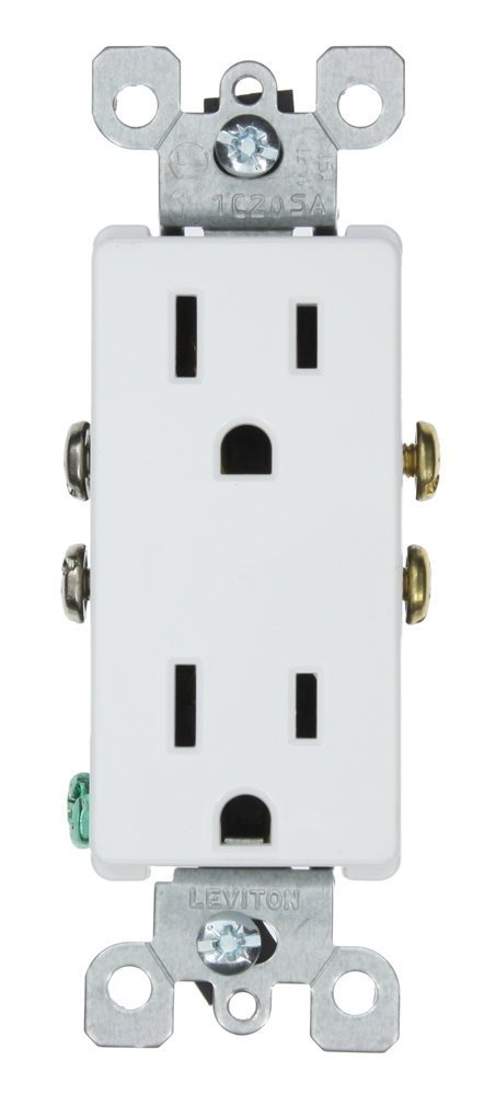 Leviton Leviton 5325W 15 Amp 125V Decora Duplex Receptacle Residential Grade Grounding White 10 Pack