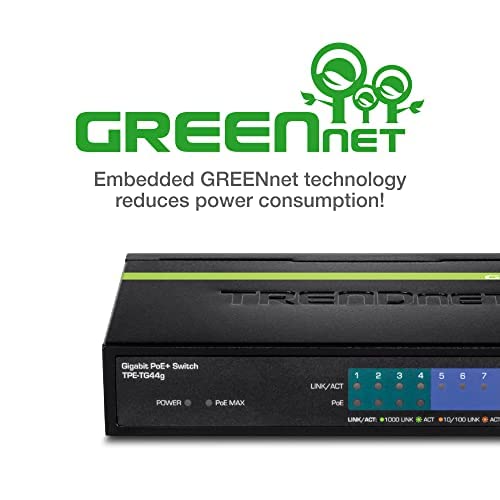 TRENDnet TRENDnet 8-Port Gigabit PoE+ Switch TPE-TG44G: 30W/Port, 61W Power Budget, Unmanaged Ethernet Switch - View 6 of 8