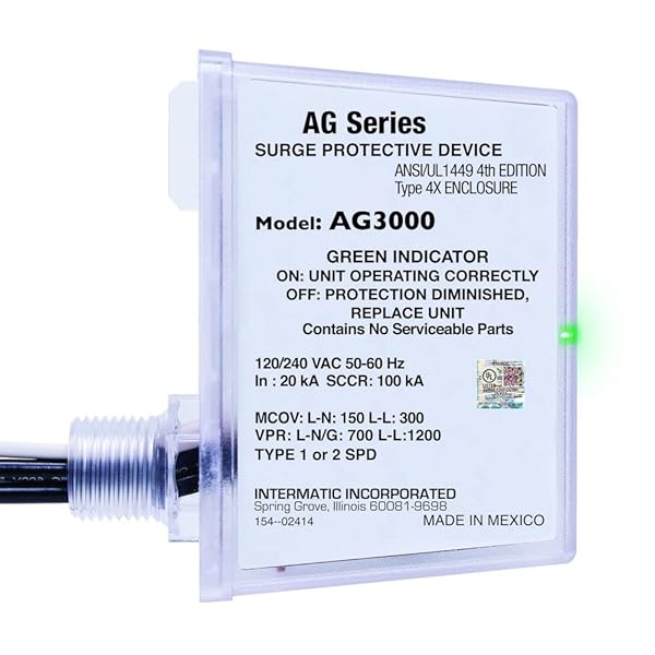 Intermatic Intermatic AG3000 Universal HVAC Surge Protective Device for 120/240 VAC with TPMOV Technology and Watertight Enclosure UL Listed - View 2 of 7