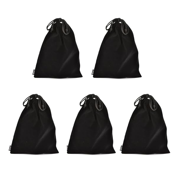 Cosmos Cosmos 5 Pcs Portable Headphone Carrying Bag - Soft Drawstring Case for Over-Ear & Gaming Headsets (Black) - View 3 of 7