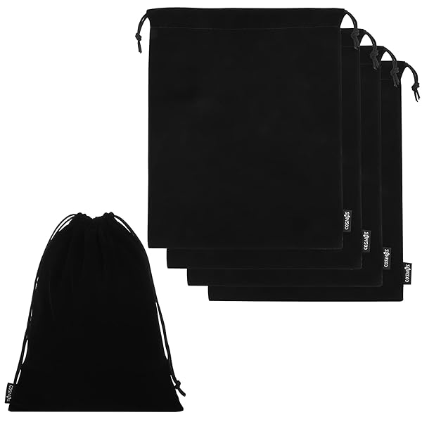 Cosmos Cosmos 5 Pcs Portable Headphone Carrying Bag - Soft Drawstring Case for Over-Ear & Gaming Headsets (Black) - View 2 of 7