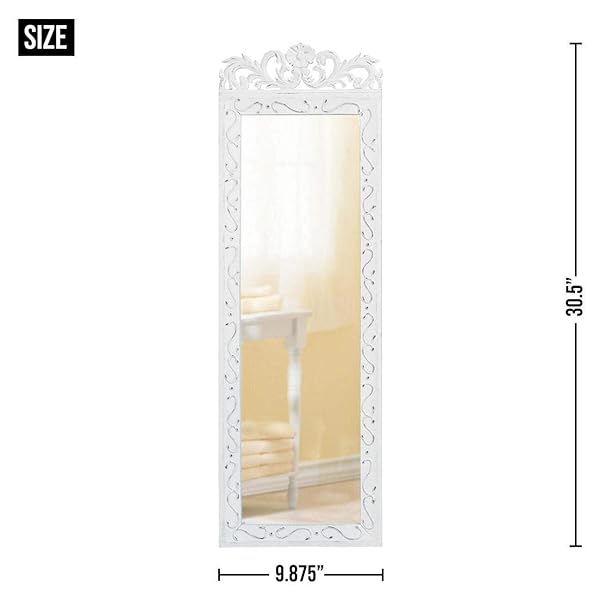 Zingz & Thingz Accent Plus Elegant White Wall Mirror 9.87x0.5x30.5 Stylish Home Decor for Modern Interiors - View 2 of 4