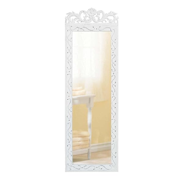 Zingz & Thingz Accent Plus Elegant White Wall Mirror 9.87x0.5x30.5 Stylish Home Decor for Modern Interiors