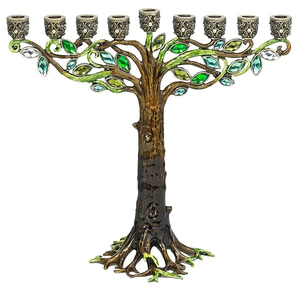 Olivia Riegel Olivia Riegel Hanukkah Menorah Tree of Life with Swarovski Crystals for Jewish Celebrations
