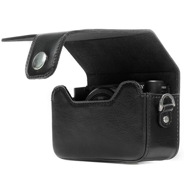 MegaGear Buy MegaGear Black Leather Camera Case for Canon, Panasonic, Nikon & Sony - Perfect Protection for Your Gear! - View 4 of 9