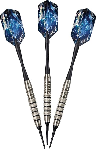 Viper Viper Silver Thunder Soft Tip Darts by GLD Products - 18g Unisex with 5 Knurled Bands, Black Finish