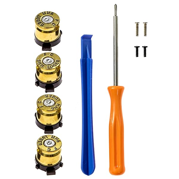 Crazy Controllerz Custom Bullet Buttons for PS4/PS5 Controllers - Real 9MM Casings & Tools Included - View 3 of 8