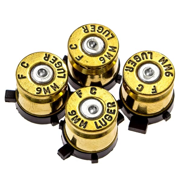 Crazy Controllerz Custom Bullet Buttons for PS4/PS5 Controllers - Real 9MM Casings & Tools Included