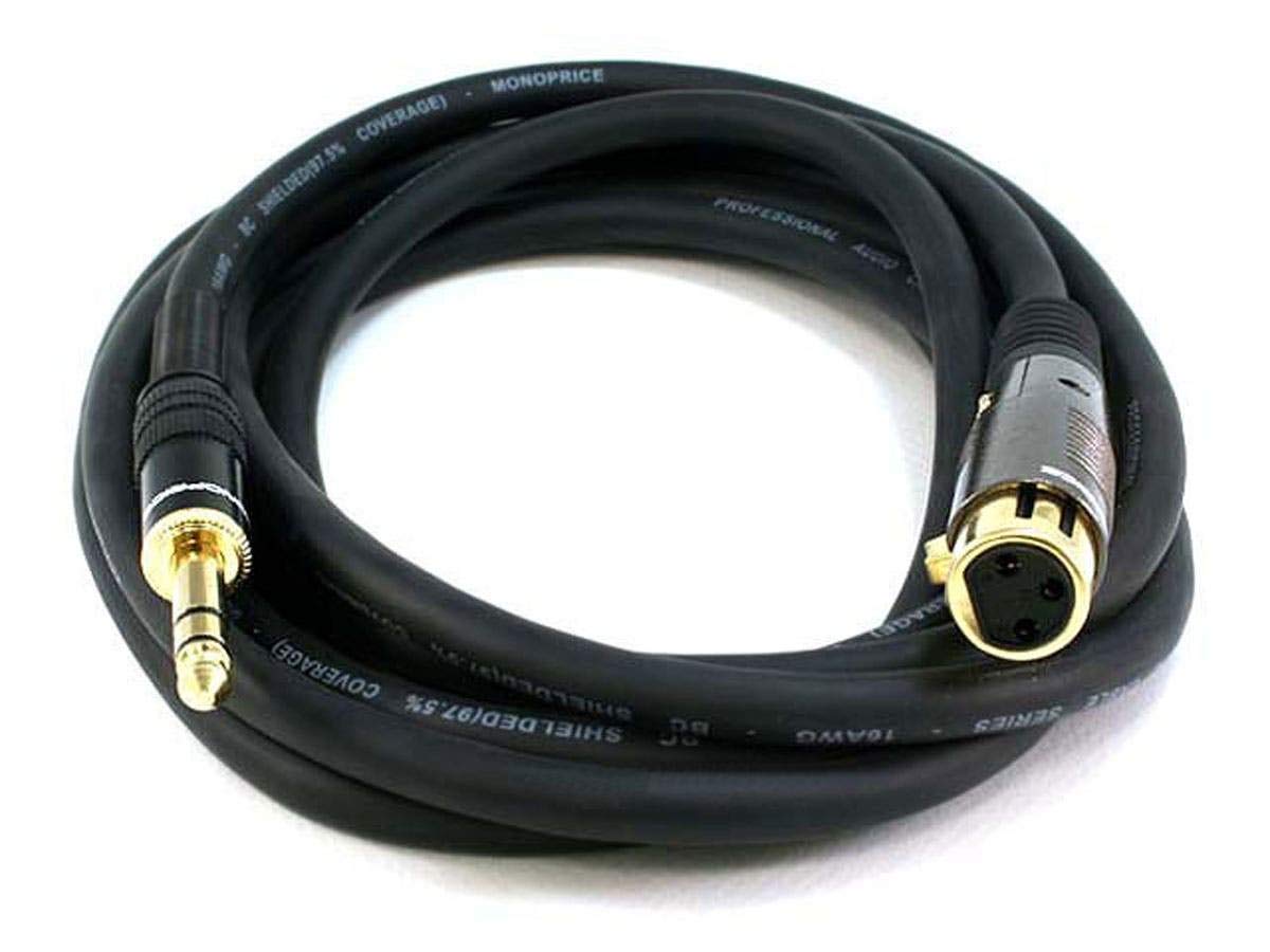 Monoprice 104771 15 Feet Premier Series XLR Female to 1/4 Inch TRS Male 16AWG Gold Cable - View 2 of 6