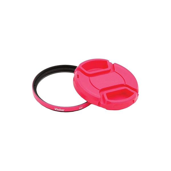 Vivitar 58mm UV Filter & Pink Snap-On Lens Cap: Enhance Your Photography