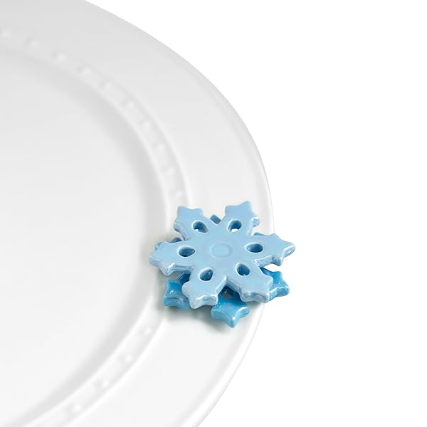 nf nora fleming Nora Fleming No Two Alike Blue Snowflake Hand Painted Ceramic Christmas Decor Winter Minis for Home and Office