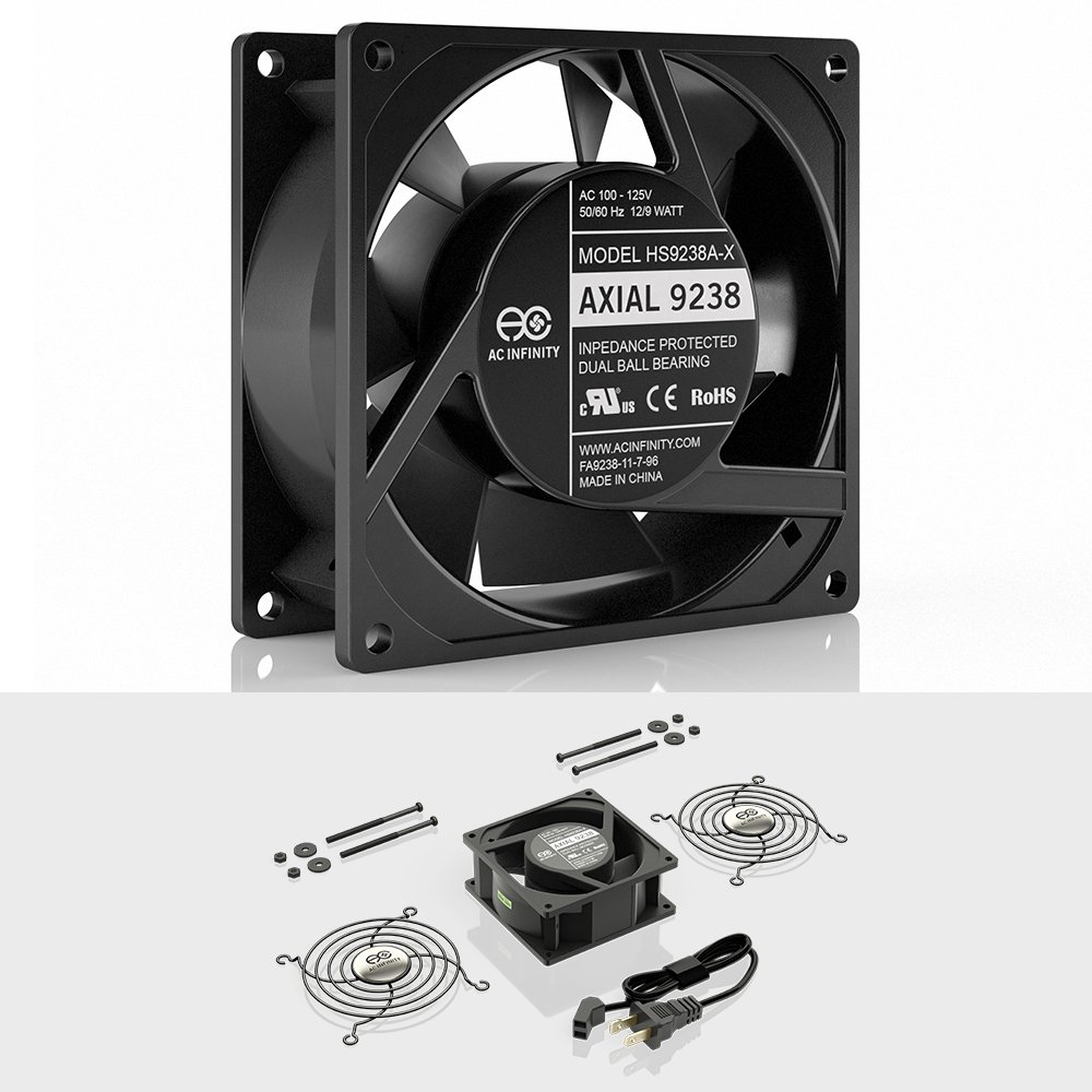 AC Infinity HS9238A-X High Speed 92mm Cooling Fan 115V AC Standard Size for Efficient Airflow and Temperature Control - View 2 of 7