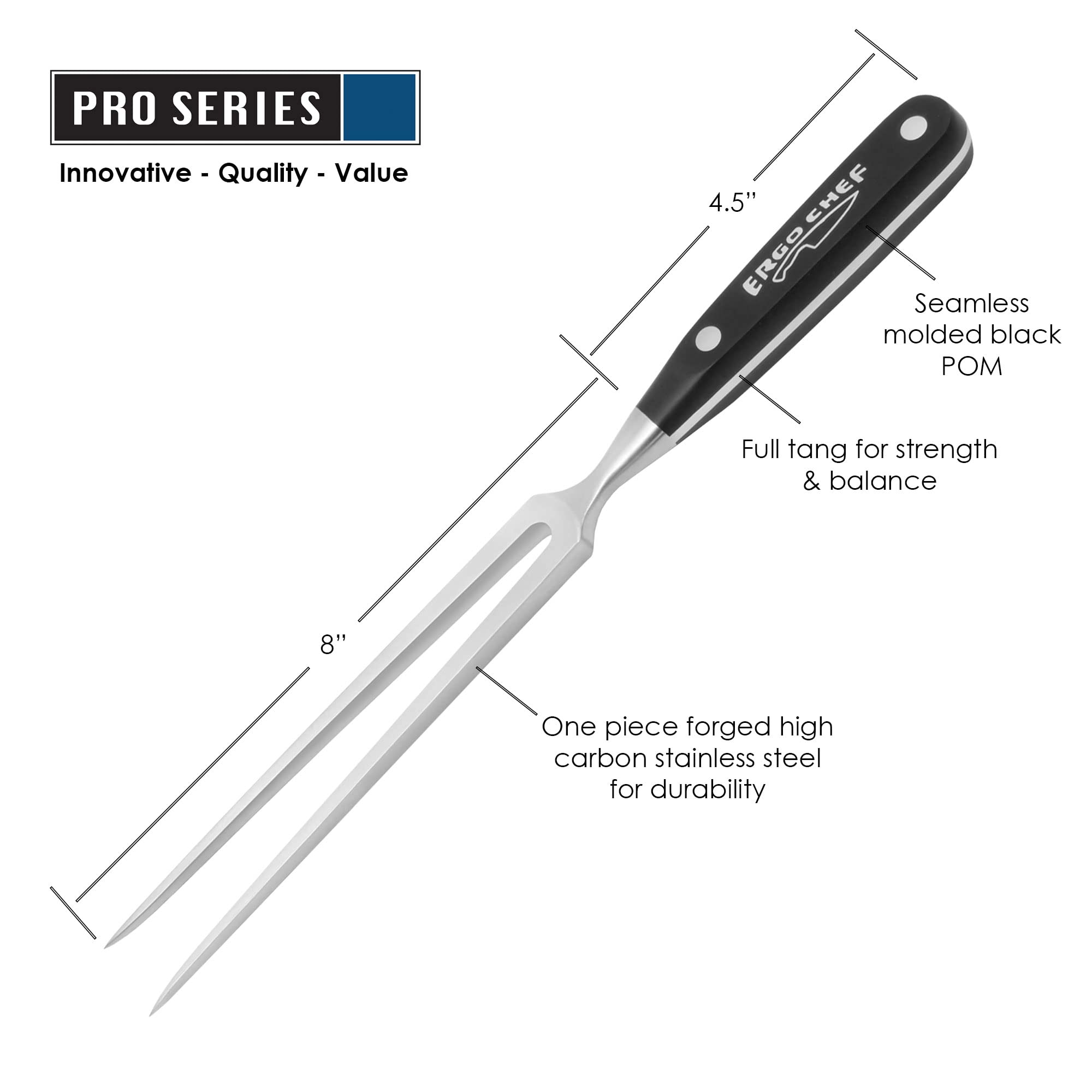 Ergo Chef Pro Series 8 Inch Carving Fork Black for Precision Cutting and Serving - View 3 of 6