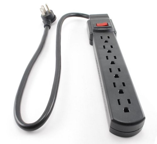 6 Outlet Surge Strip with 90 Joules Protection & 2ft Cable - Horizontal Design for Home & Office