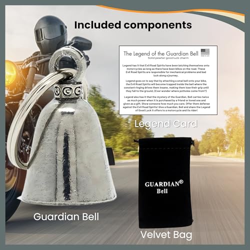 Guardian Bell Guardian Bell Good Luck Motorcycle Bell with Keyring & Velvet Bag - Lead-Free Pewter, Made in USA - View 6 of 10