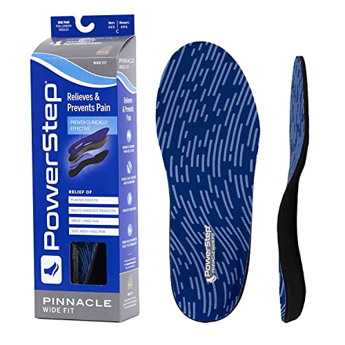 PowerStep Powerstep Unisex Adult Wide Fit Insoles Shoe Inserts Blue Gray Men S 3-3.5 Women S 5-5.5 US for Comfort and Support