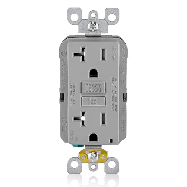 Leviton Leviton AFCI Outlet 20 Amp - Self-Test, Tamper-Resistant, LED Indicator, Fire Protection - AFTR2-GY Gray