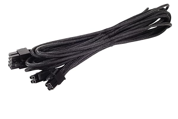 SilverStone Black Sleeved PSU Cable 8-Pin Adapter 550mm - PP06B-EPS55 for EPS/ATX Power Supply