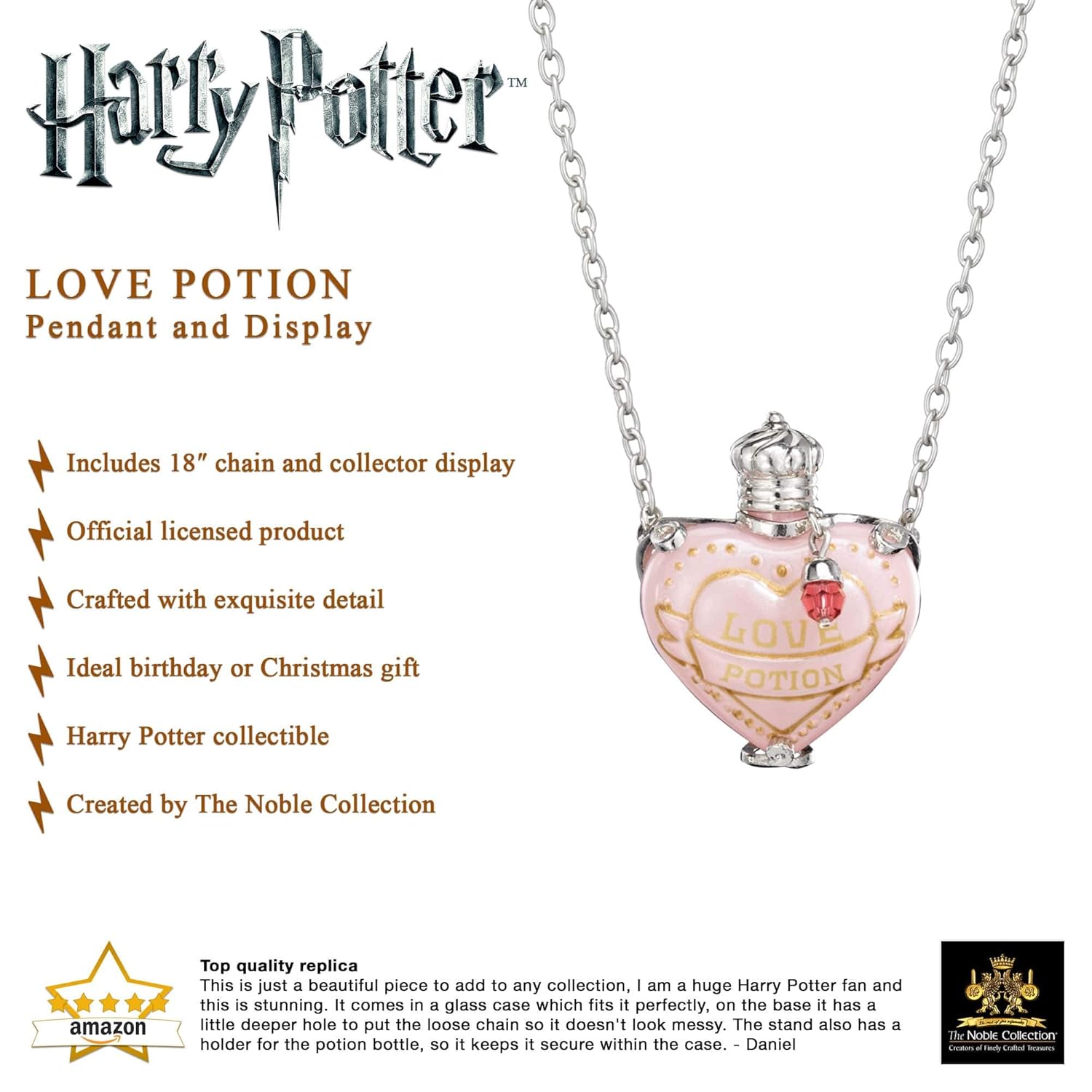 The Noble Collection Noble Collection Harry Potter Love Potion Pendant with 18in Chain and Display Official Movie Replica Jewelry Gift - View 3 of 6