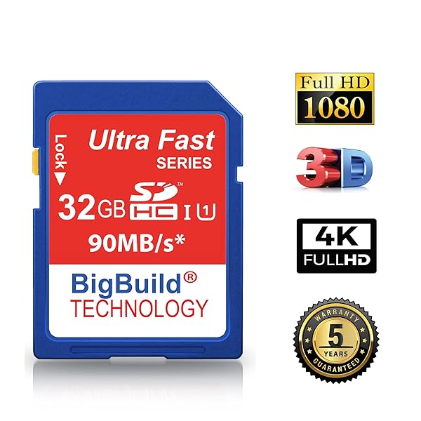 BigBuild Technology BigBuild 32GB Ultra Fast SD Card 90MB/s for Canon EOS 1000D DSLR - High-Speed Memory Solution - View 4 of 9