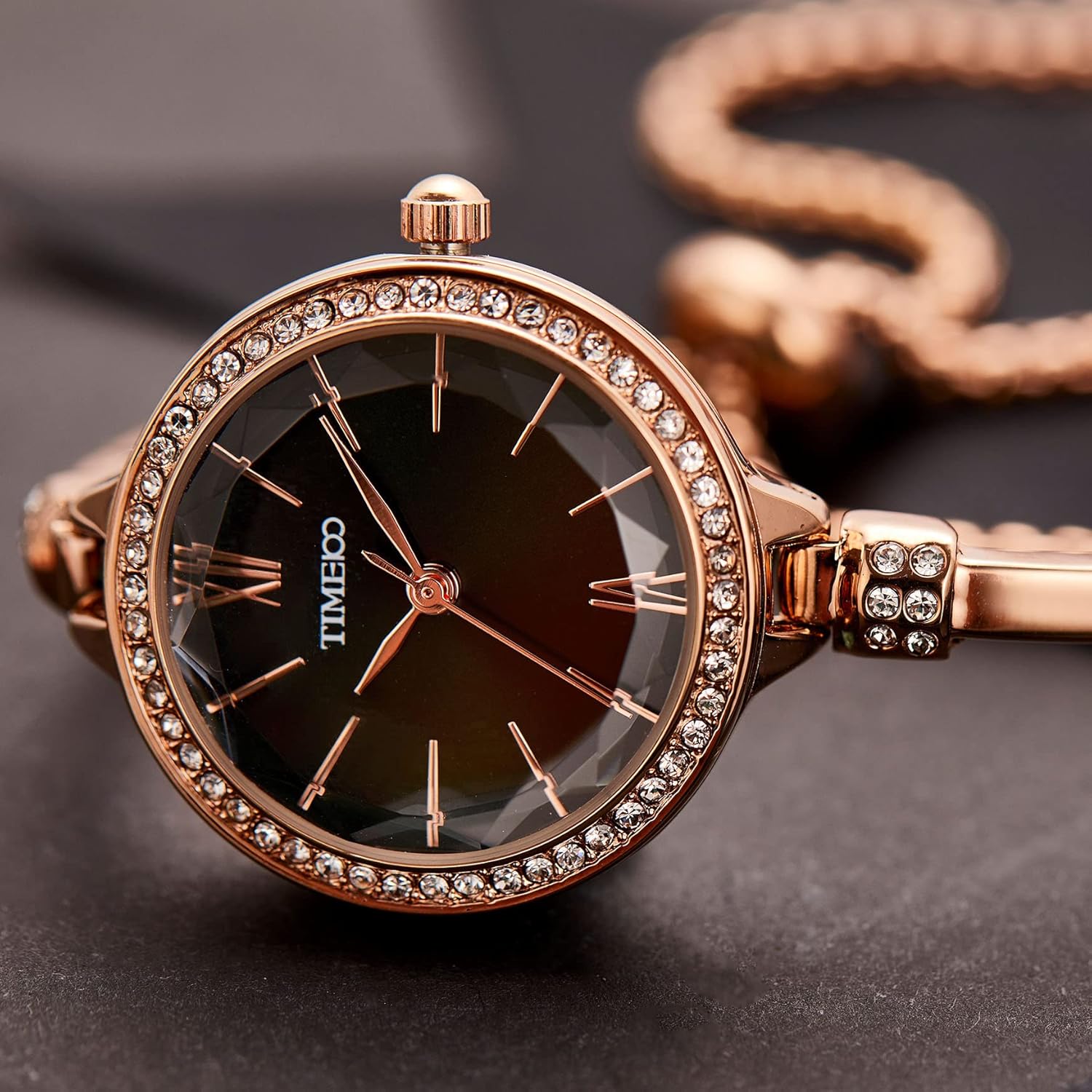 TIME100 TIME100 Women's Crystal Oval Dial Wrist Watch Waterproof Japanese Quartz Silver Bracelet - View 3 of 9