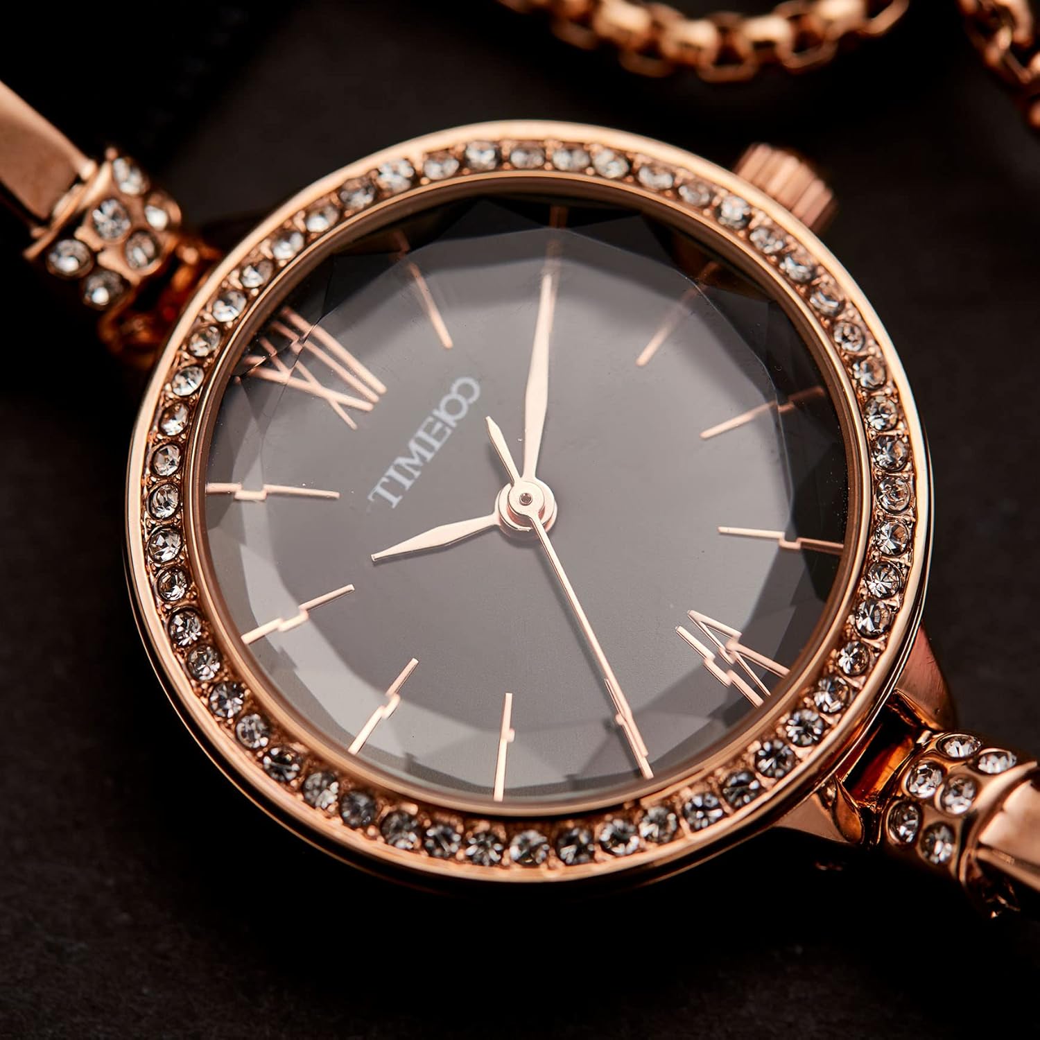 TIME100 TIME100 Women's Crystal Oval Dial Wrist Watch Waterproof Japanese Quartz Silver Bracelet - View 8 of 9