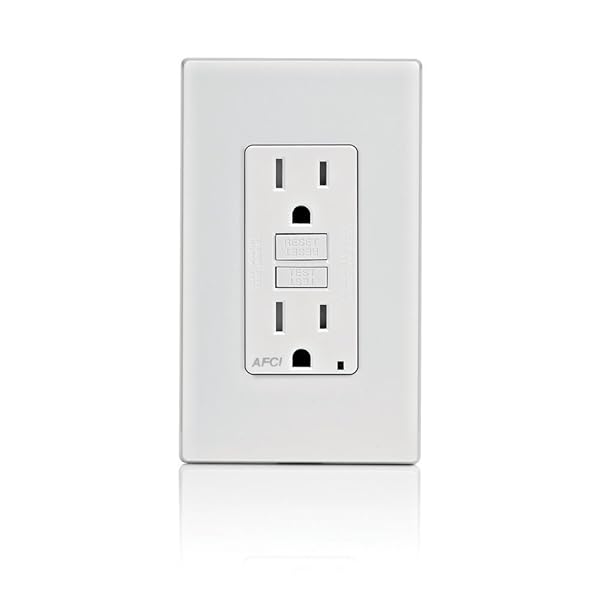 Leviton Leviton AFCI Outlet 15 Amp - Self-Test, Tamper-Resistant, LED Indicator, Fire Protection - AFTR1-W, White