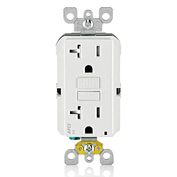 Leviton Leviton AFCI Outlet 20 Amp - Self-Test, Tamper-Resistant with LED Indicator for Fire Protection (AFTR2-W, White)