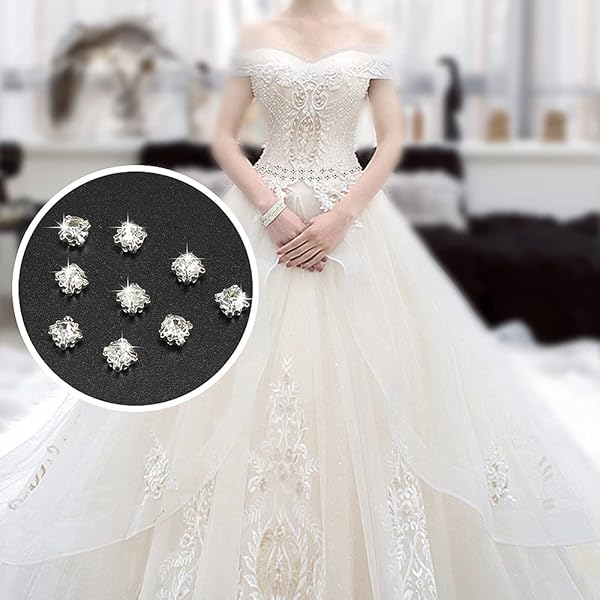 LolliBeads 100 Pcs LolliBeads Crystal Sew-On Rhinestones - White 4mm Czech Glass with Silver Plated Prongs - View 4 of 7