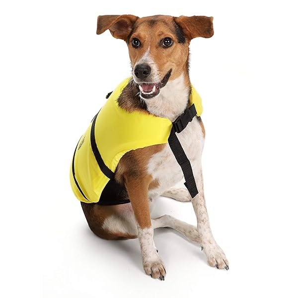 SEACHOICE Seachoice Adjustable Dog Life Vest Yellow Small 15-20 Lbs with Grab Handle for Safety and Comfort
