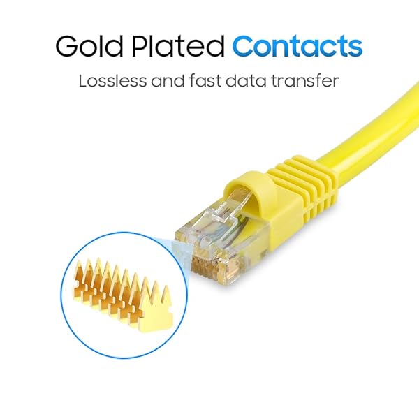 Cmple Buy Cmple Cat5e Ethernet Cable 25ft - 1Gbps, 350MHz, Gold Plated RJ45 - High-Speed LAN Network Cable in Yellow - View 6 of 10