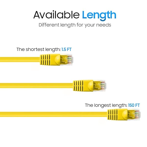 Cmple Buy Cmple Cat5e Ethernet Cable 25ft - 1Gbps, 350MHz, Gold Plated RJ45 - High-Speed LAN Network Cable in Yellow - View 7 of 10