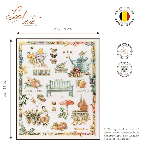 Lanarte LanArte Cross Stitch Embroidery Kits for Adults Preprinted 100 Cotton Design 13210 x 160 Inches 52 x 63 cm 4 Seasons - View 2 of 6