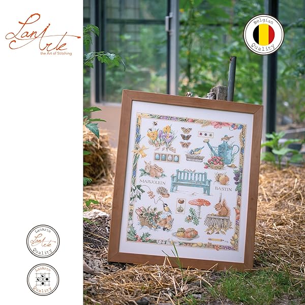 Lanarte LanArte Cross Stitch Embroidery Kits for Adults Preprinted 100 Cotton Design 13210 x 160 Inches 52 x 63 cm 4 Seasons - View 6 of 6