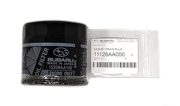 Subaru Engine Oil Filter and Crush Gasket Kit 15208AA100 11126AA000 Genuine for Legacy Outback Impreza Wrx STi Forester Baja 1 Pack