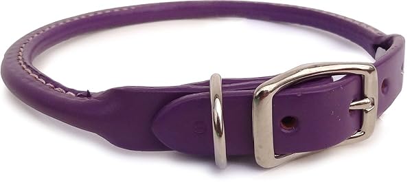 Auburn Leathercrafters Auburn Leather Purple Pet Dog Collar Round Rolled 16 to 18 Inches for Comfortable and Stylish Dog Wear