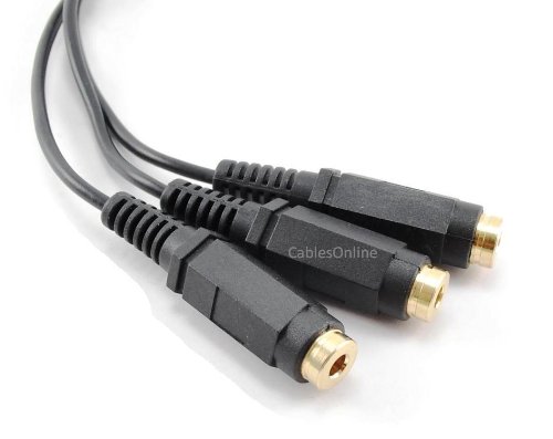 CABLESONLINE.COM ATLANTIC COMPUTERTECH Buy CablesOnline 9-Inch 3.5mm TRRS Stereo Splitter Cable - Gold-Plated 4-Pole Audio Adapter for Headphones & Speakers - View 3 of 4