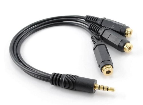 CABLESONLINE.COM ATLANTIC COMPUTERTECH Buy CablesOnline 9-Inch 3.5mm TRRS Stereo Splitter Cable - Gold-Plated 4-Pole Audio Adapter for Headphones & Speakers - View 2 of 4