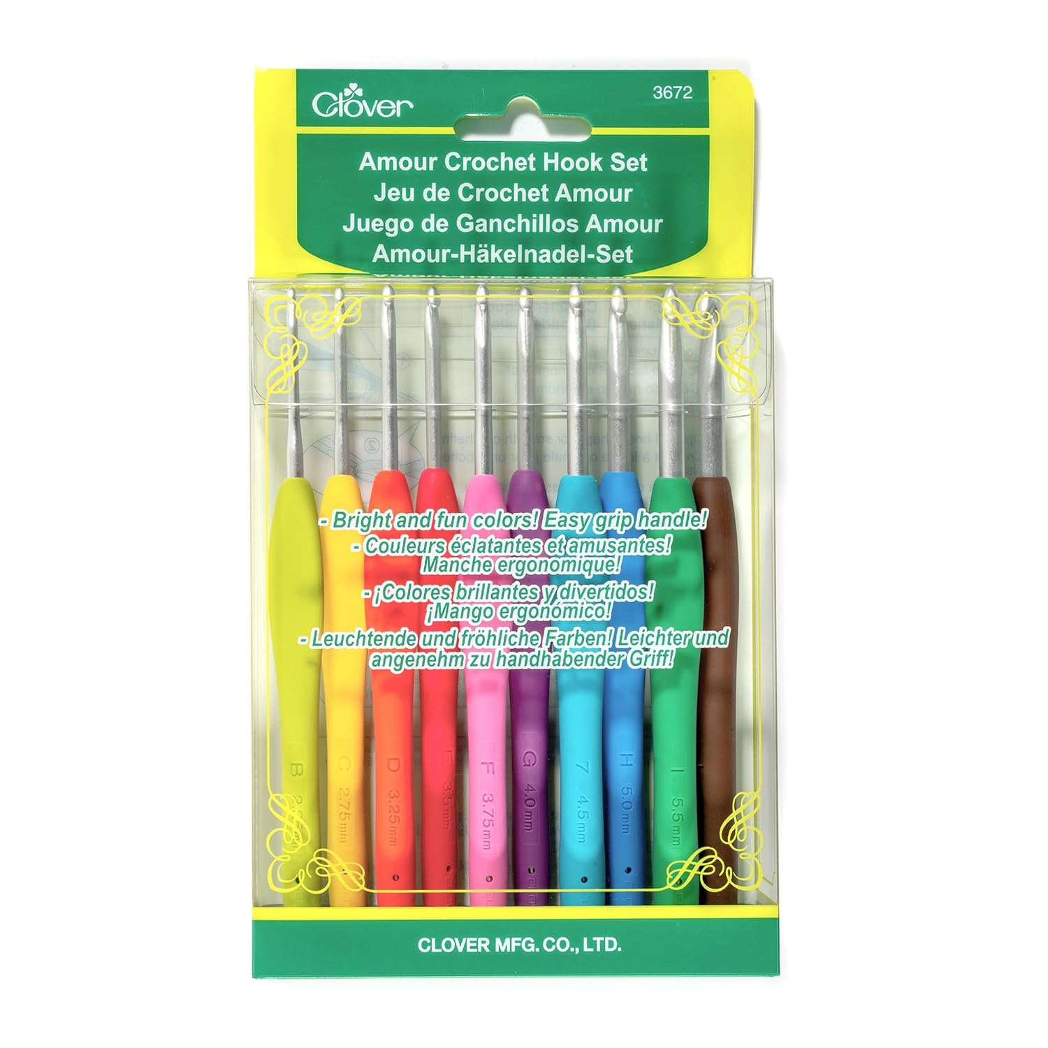 Clover Clover 3672 Amour Crochet Hook Set 10 Sizes for Easy and Comfortable Crocheting